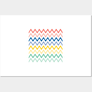 Colorful Zigzag pattern, Pink, Blue, Yellow and Green Posters and Art